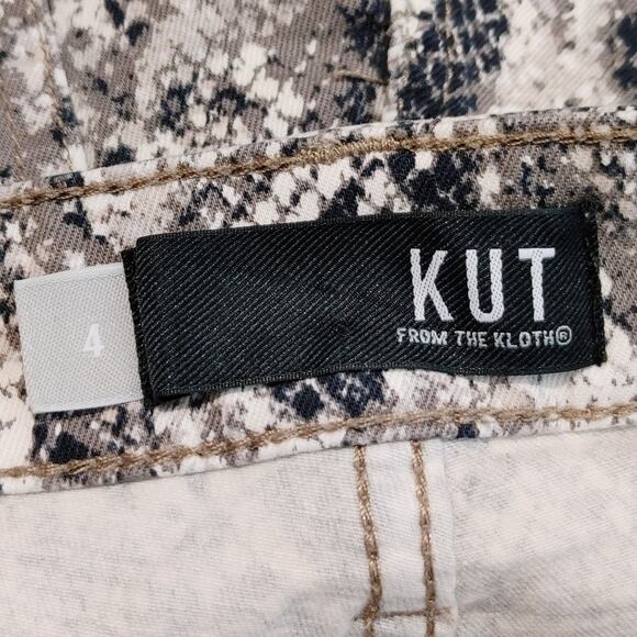 Kut From The Kloth Gidget High Rise Short Raw Hem Snake Skin Brown Womens Size 4 - Picture 5 of 10